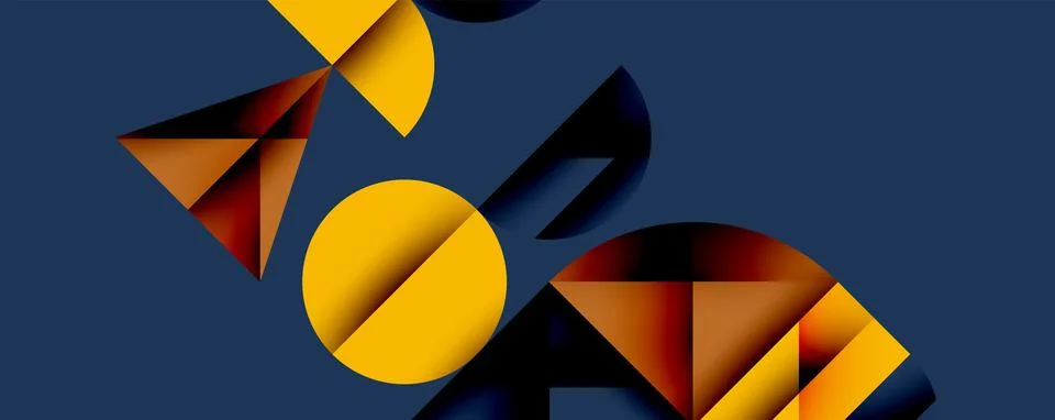 Abstract geometric pattern with intersecting circles and triangles in gradients. Stock Illustration