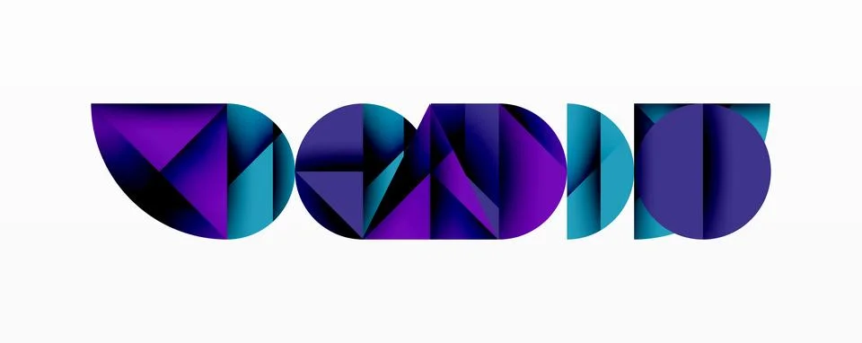 Abstract geometric pattern with intersecting circles and triangles in gradients. Illustrazione stock