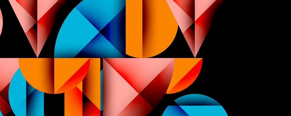 Abstract geometric pattern with intersecting circles and triangles in gradi.. 스톡 일러스트