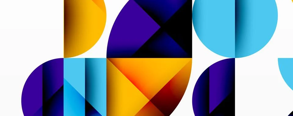 Abstract geometric pattern with intersecting circles and triangles in gradi.. Ilustración de archivo