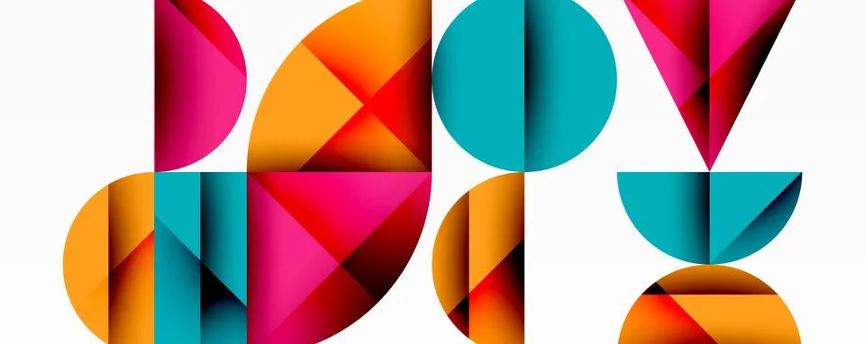 Abstract geometric pattern with intersecting circles and triangles in gradi.. Stock Illustration