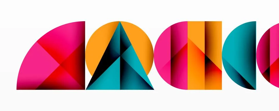 Abstract geometric pattern with intersecting circles and triangles in gradi.. Illustrazione stock