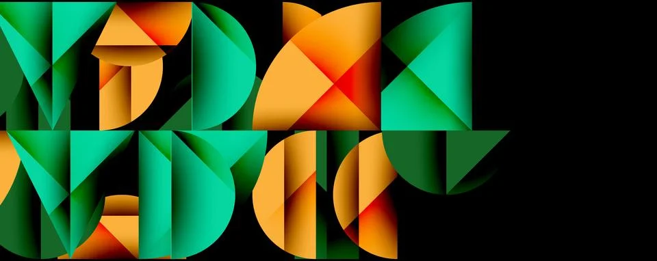 Abstract geometric pattern with intersecting circles and triangles in gradi.. 스톡 일러스트