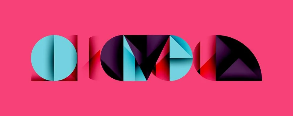 Abstract geometric pattern with intersecting circles and triangles in gradients. Illustrazione stock