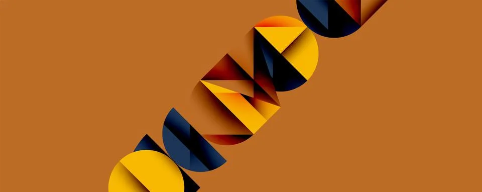 Abstract geometric pattern with intersecting circles and triangles in gradients. Illustrazione stock