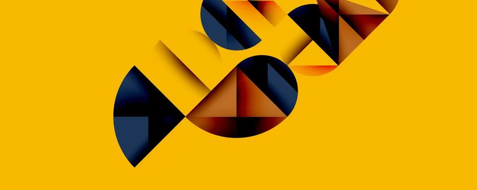 Abstract geometric pattern with intersecting circles and triangles in gradients. Stock Illustration
