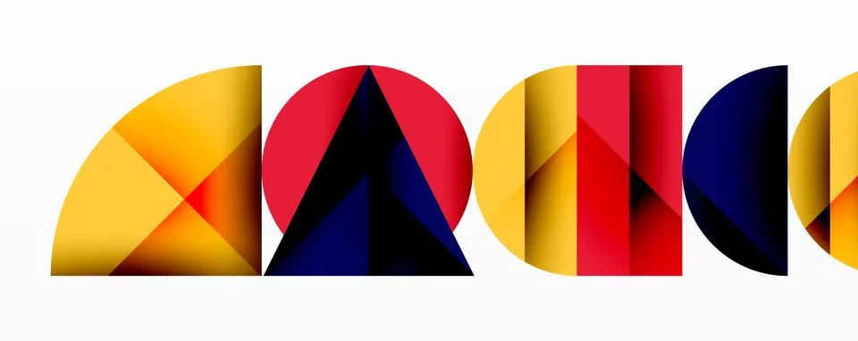 Abstract geometric pattern with intersecting circles and triangles in gradi.. Illustrazione stock