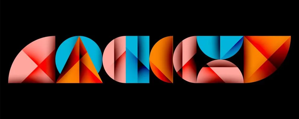 Abstract geometric pattern with intersecting circles and triangles in gradi.. Stock Illustration