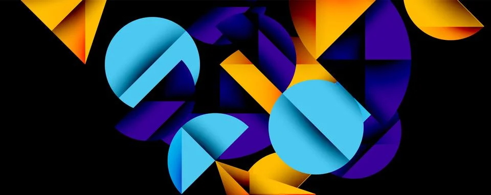 Abstract geometric pattern with intersecting circles and triangles in gradi.. 库存插图