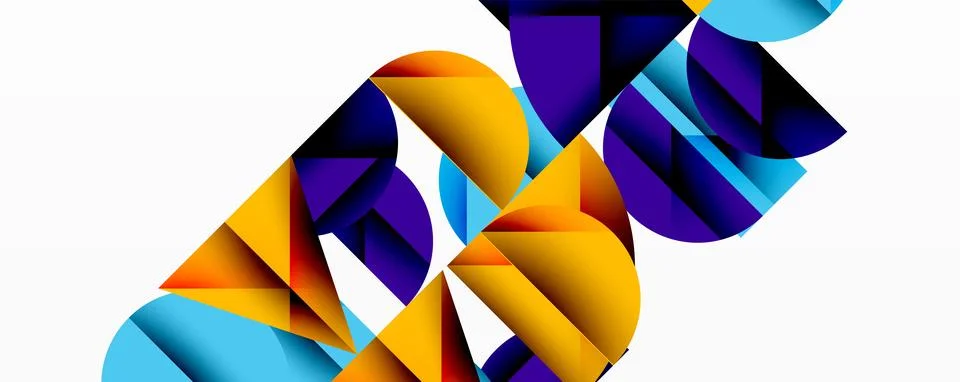 Abstract geometric pattern with intersecting circles and triangles in gradi.. Illustrazione stock