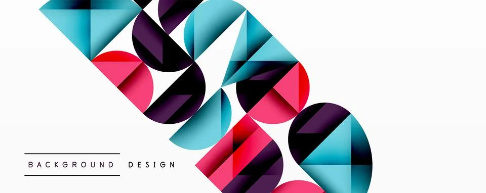 Abstract geometric pattern with intersecting circles and triangles in gradi.. Illustrazione stock