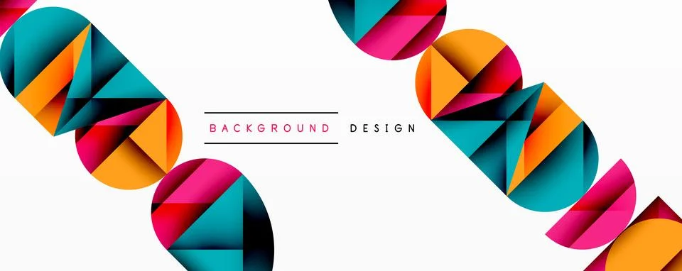 Abstract geometric pattern with intersecting circles and triangles in gradi.. Stock Illustration