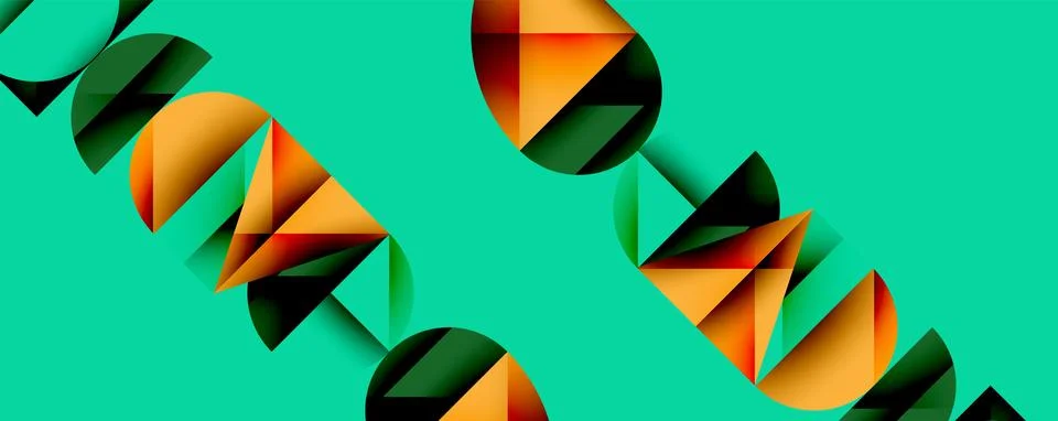 Abstract geometric pattern with intersecting circles and triangles in gradi.. Ilustración de archivo