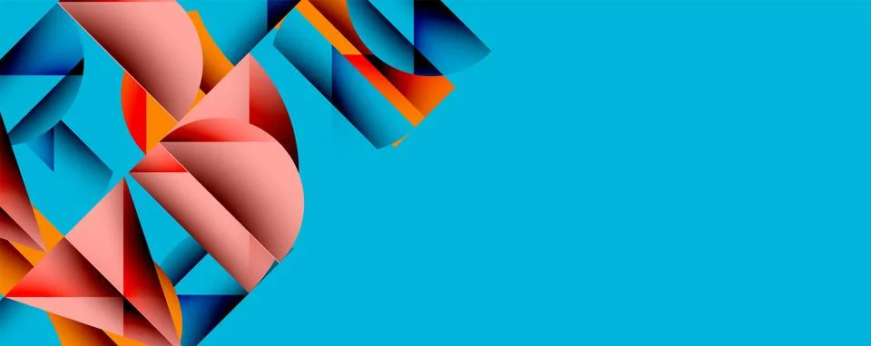 Abstract geometric pattern with intersecting circles and triangles in gradients. Stock Illustration