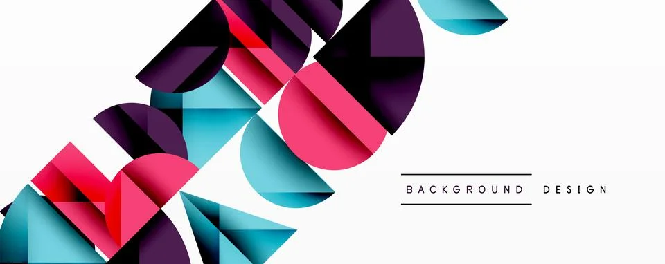 Abstract geometric pattern with intersecting circles and triangles in gradients. Illustrazione stock