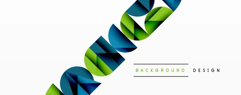 Abstract geometric pattern with intersecting circles and triangles in gradients. Illustrazione stock