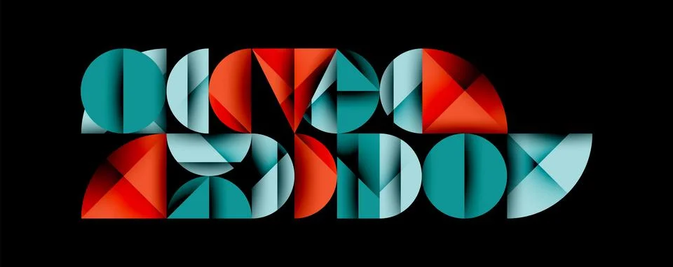 Abstract geometric pattern with intersecting circles and triangles in gradients. Illustrazione stock