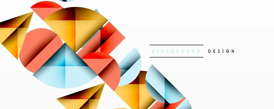 Abstract geometric pattern with intersecting circles and triangles in gradients. Illustrazione stock