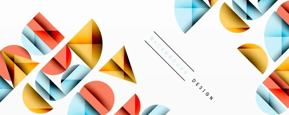 Abstract geometric pattern with intersecting circles and triangles in gradients. Stock Illustration