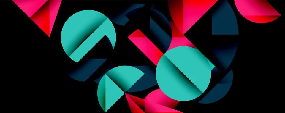 Abstract geometric pattern with intersecting circles and triangles in gradients. Stock Illustration