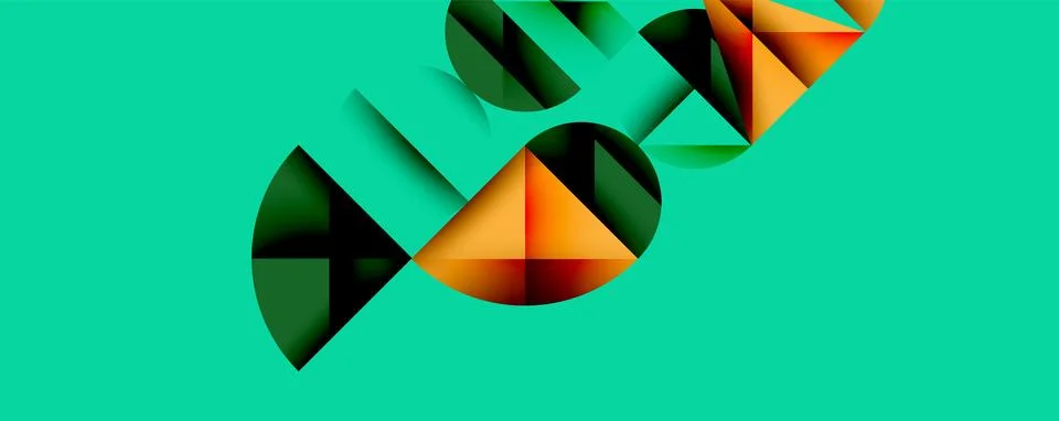 Abstract geometric pattern with intersecting circles and triangles in gradients. Illustrazione stock