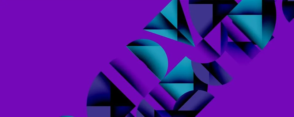 Abstract geometric pattern with intersecting circles and triangles in gradients. Stock Illustration