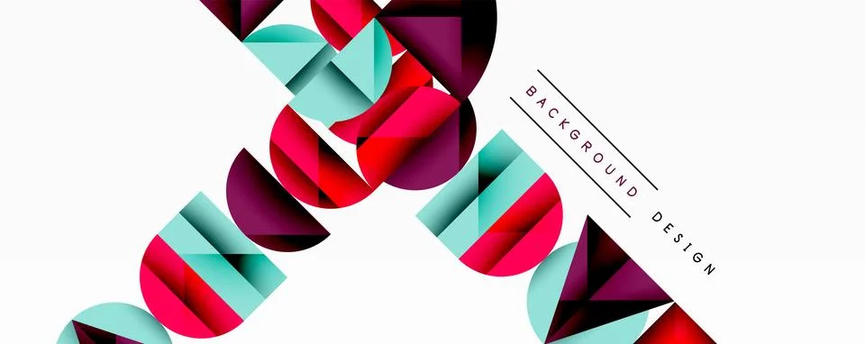 Abstract geometric pattern with intersecting circles and triangles in gradients. Stock Illustration