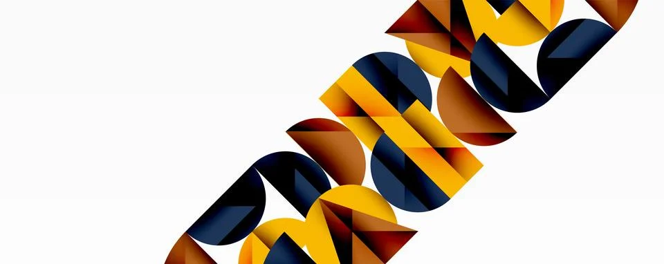 Abstract geometric pattern with intersecting circles and triangles in gradients. Stock Illustration