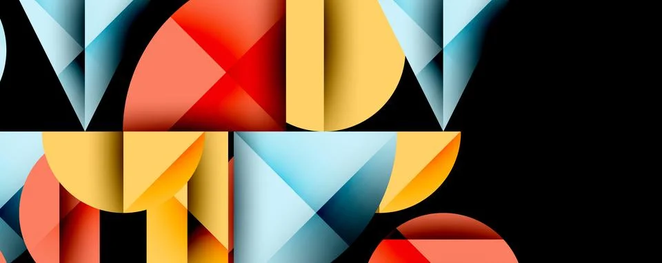 Abstract geometric pattern with intersecting circles and triangles in gradients. Stock Illustration