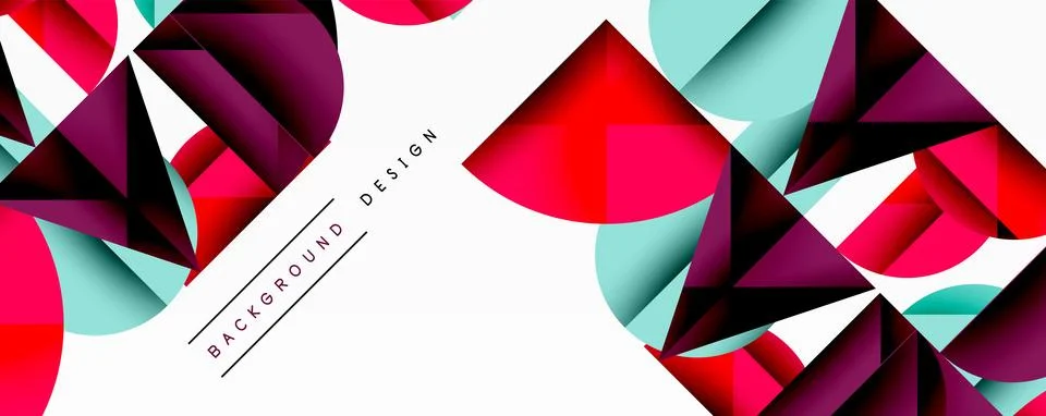 Abstract geometric pattern with intersecting circles and triangles in gradients. Illustrazione stock