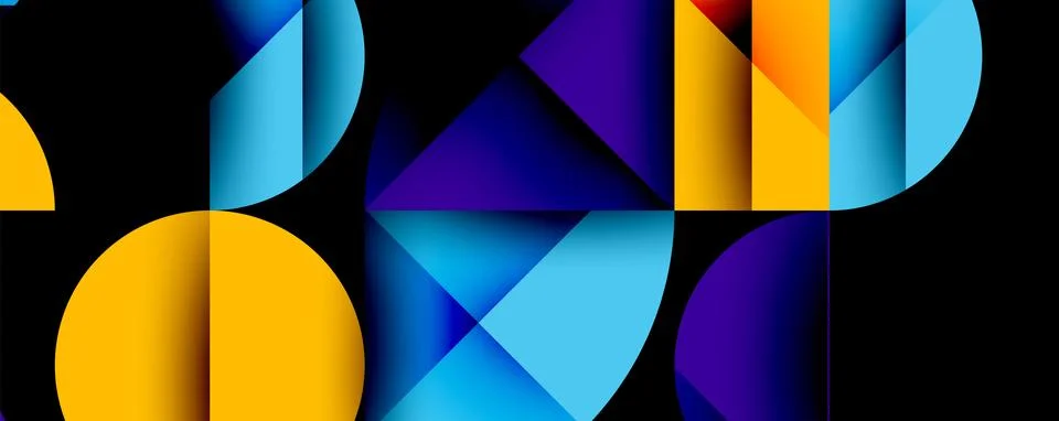 Abstract geometric pattern with intersecting circles and triangles in gradi.. 库存插图