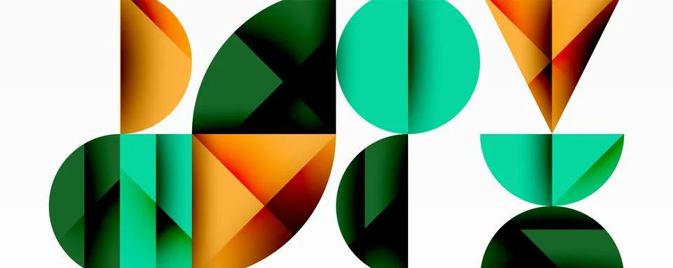 Abstract geometric pattern with intersecting circles and triangles in gradi.. Stock Illustration