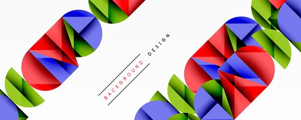 Abstract geometric pattern with intersecting circles and triangles in gradients. Illustrazione stock
