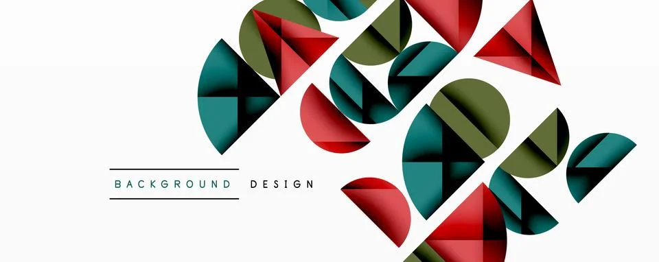 Abstract geometric pattern with intersecting circles and triangles in gradients. Stock Illustration