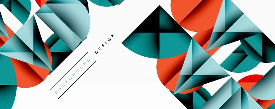 Abstract geometric pattern with intersecting circles and triangles in gradients. Stock Illustration