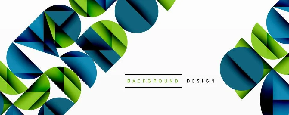 Abstract geometric pattern with intersecting circles and triangles in gradients. Stock Illustration