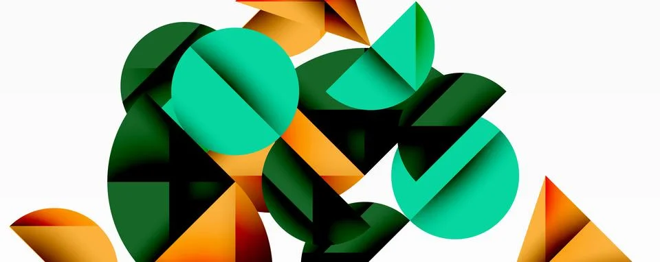 Abstract geometric pattern with intersecting circles and triangles in gradi.. Stock Illustration