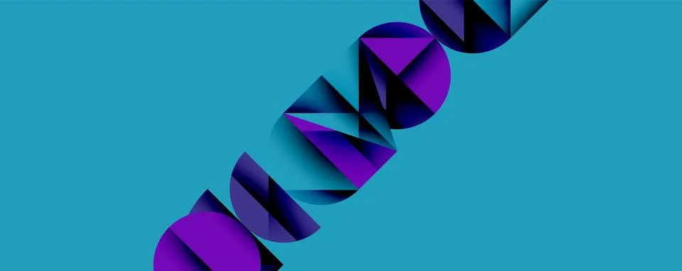 Abstract geometric pattern with intersecting circles and triangles in gradi.. Illustrazione stock