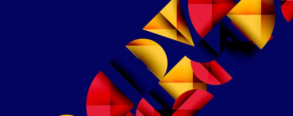 Abstract geometric pattern with intersecting circles and triangles in gradients. Illustrazione stock