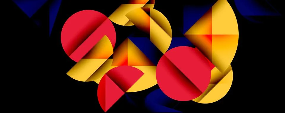 Abstract geometric pattern with intersecting circles and triangles in gradients. Stock Illustration