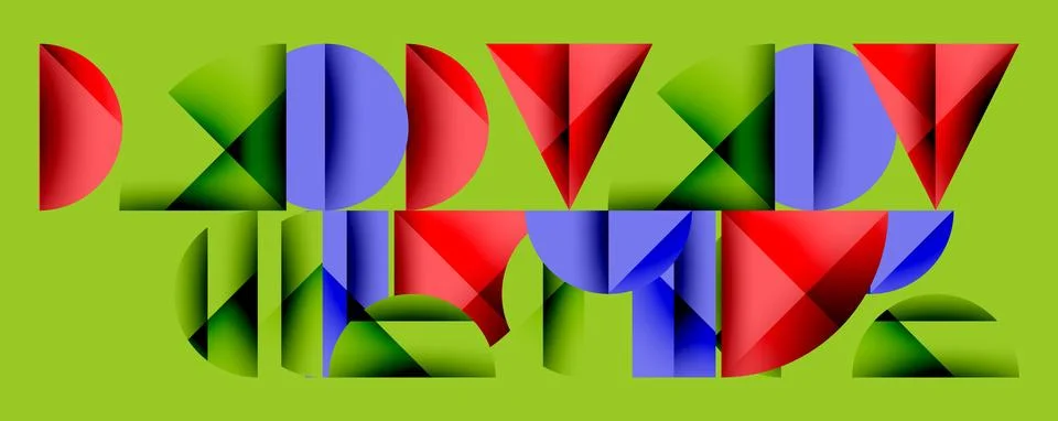 Abstract geometric pattern with intersecting circles and triangles in gradients. Stock Illustration