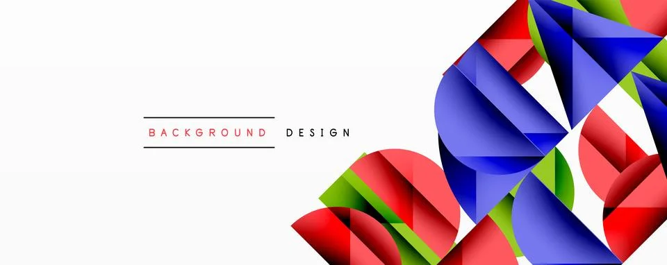 Abstract geometric pattern with intersecting circles and triangles in gradients. Illustrazione stock
