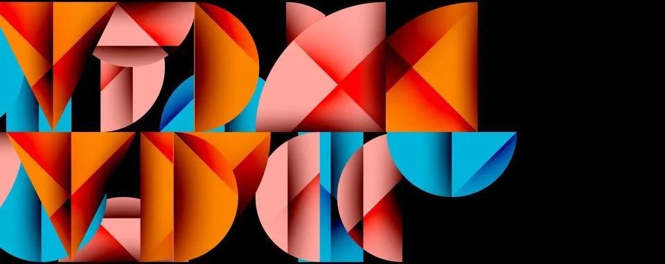 Abstract geometric pattern with intersecting circles and triangles in gradients. Stock Illustration