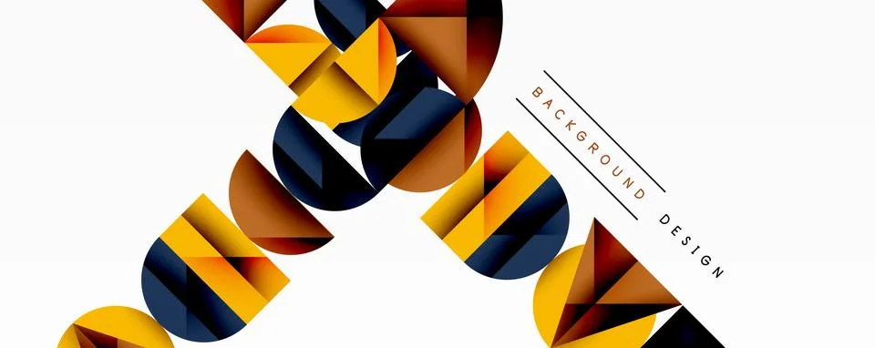 Abstract geometric pattern with intersecting circles and triangles in gradients. Stock Illustration