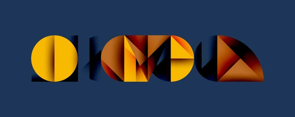 Abstract geometric pattern with intersecting circles and triangles in gradients. 库存插图