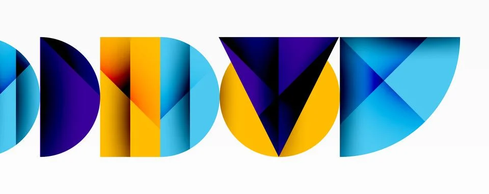 Abstract geometric pattern with intersecting circles and triangles in gradients. Stock Illustration