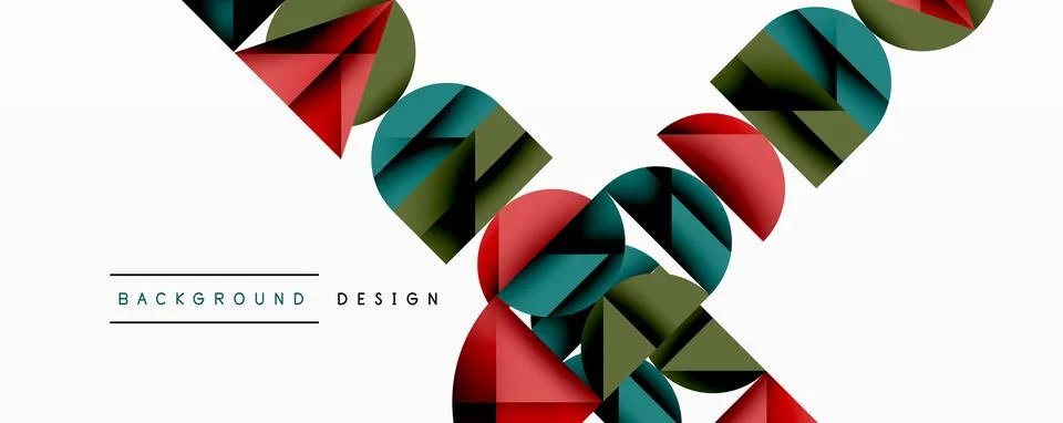 Abstract geometric pattern with intersecting circles and triangles in gradients. Stock Illustration