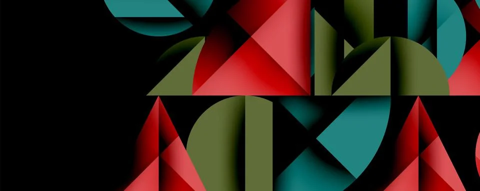 Abstract geometric pattern with intersecting circles and triangles in gradients. Illustrazione stock