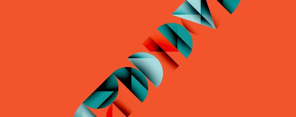 Abstract geometric pattern with intersecting circles and triangles in gradients. Illustrazione stock