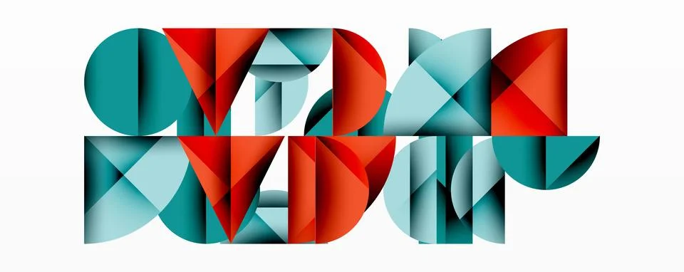 Abstract geometric pattern with intersecting circles and triangles in gradients. Stock Illustration